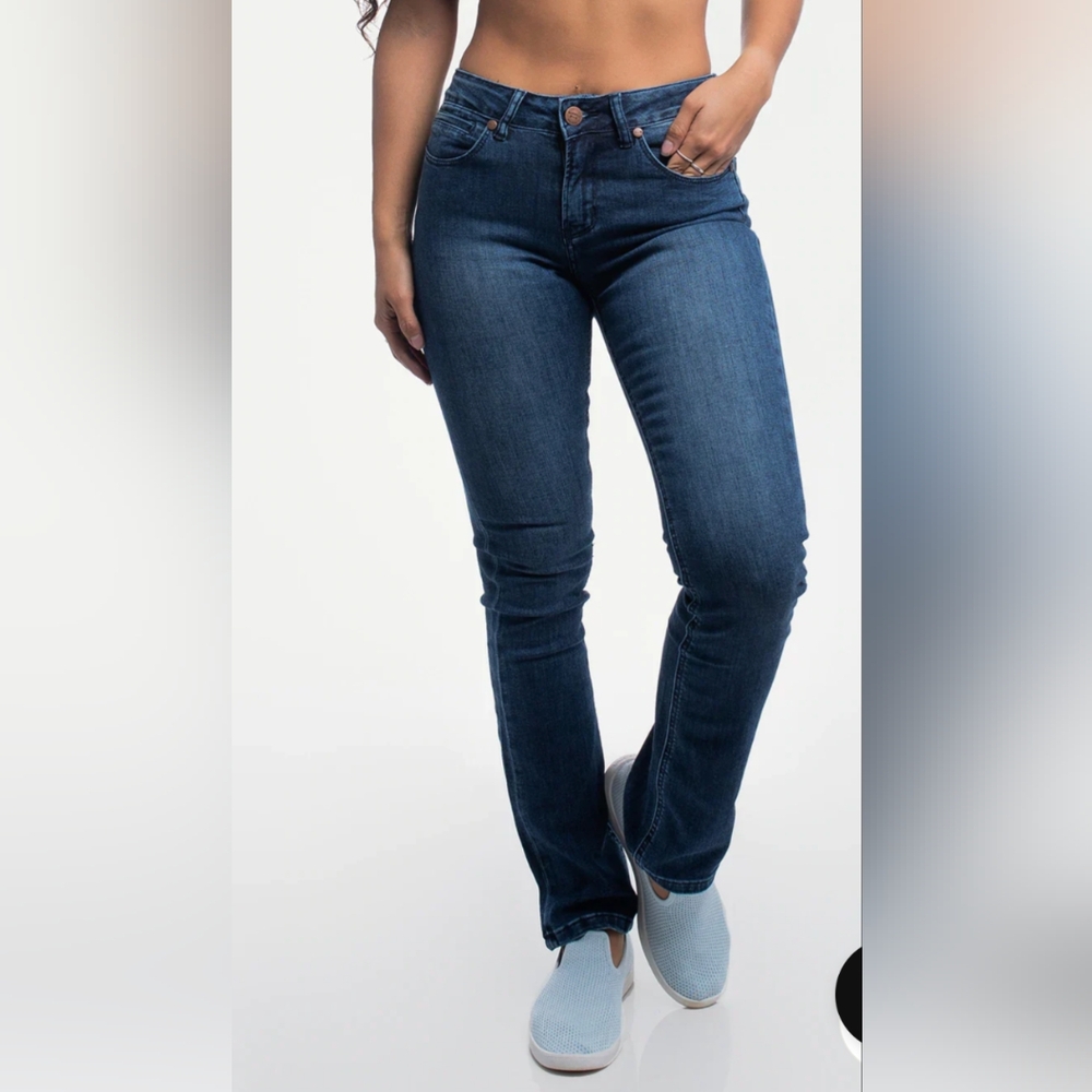 BARBELL APPAREL Women’s Dark Blue Stretch Straight Jeans